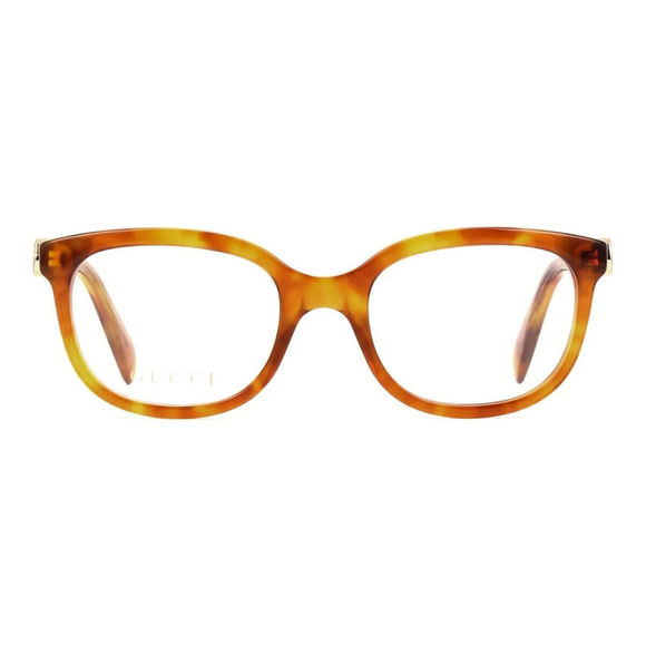 Gucci Rectangular Eyeglasses GG1075o-002 Light Havana Frame Full Rim Designer - Picture 3 of 6